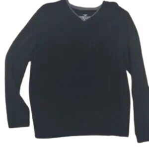 100% Cotton Faded Glory Men's Black And Dark Gray V-Neck Sweater